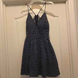 Cute blue and white polka dotted dress!